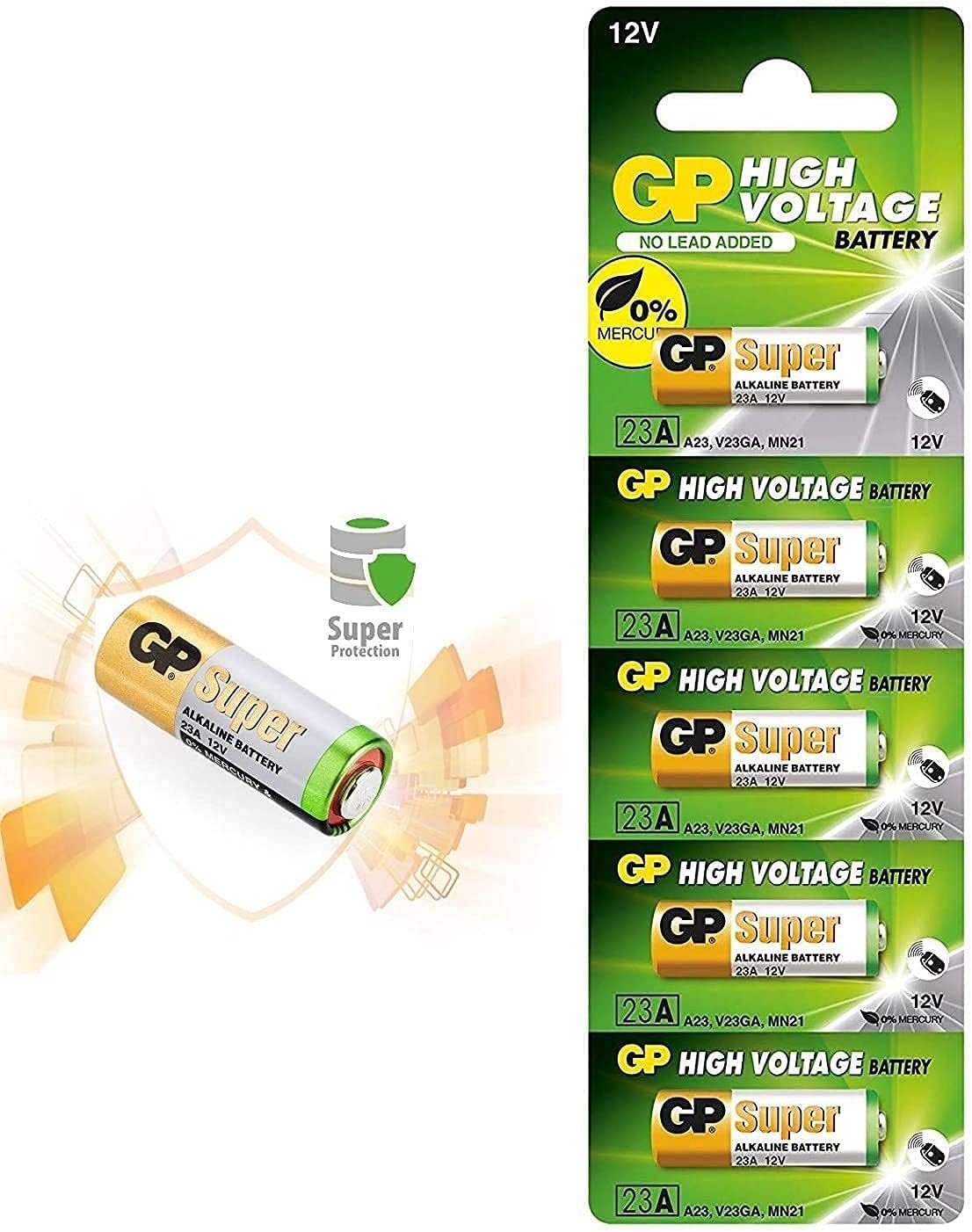 MN21 LRV08 GP 23AE A23 21/23 23A 23A 12V Alkaline Batteries, 5 Pieces