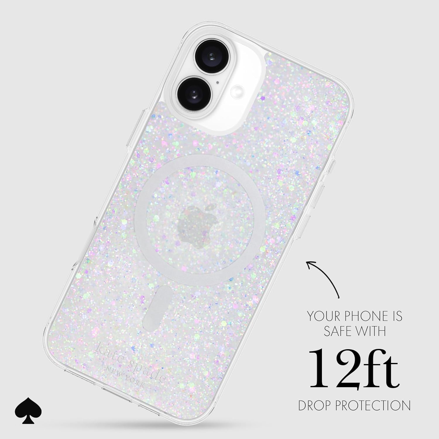 Kate Spade New York iPhone 16 Plus case - Compatible with MagSafe - Designer Phone Case - Chunky Glitter Iridescent - Image 3
