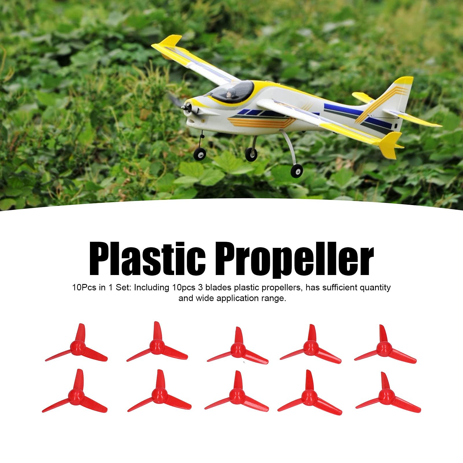 10 Pièces Hélice 2mm Arbre ABS 3 Pales Ventilateur Feuilles pour Bateau Modèle RC Bateau Bricolage Avion Science éducation Jouets (Rouge