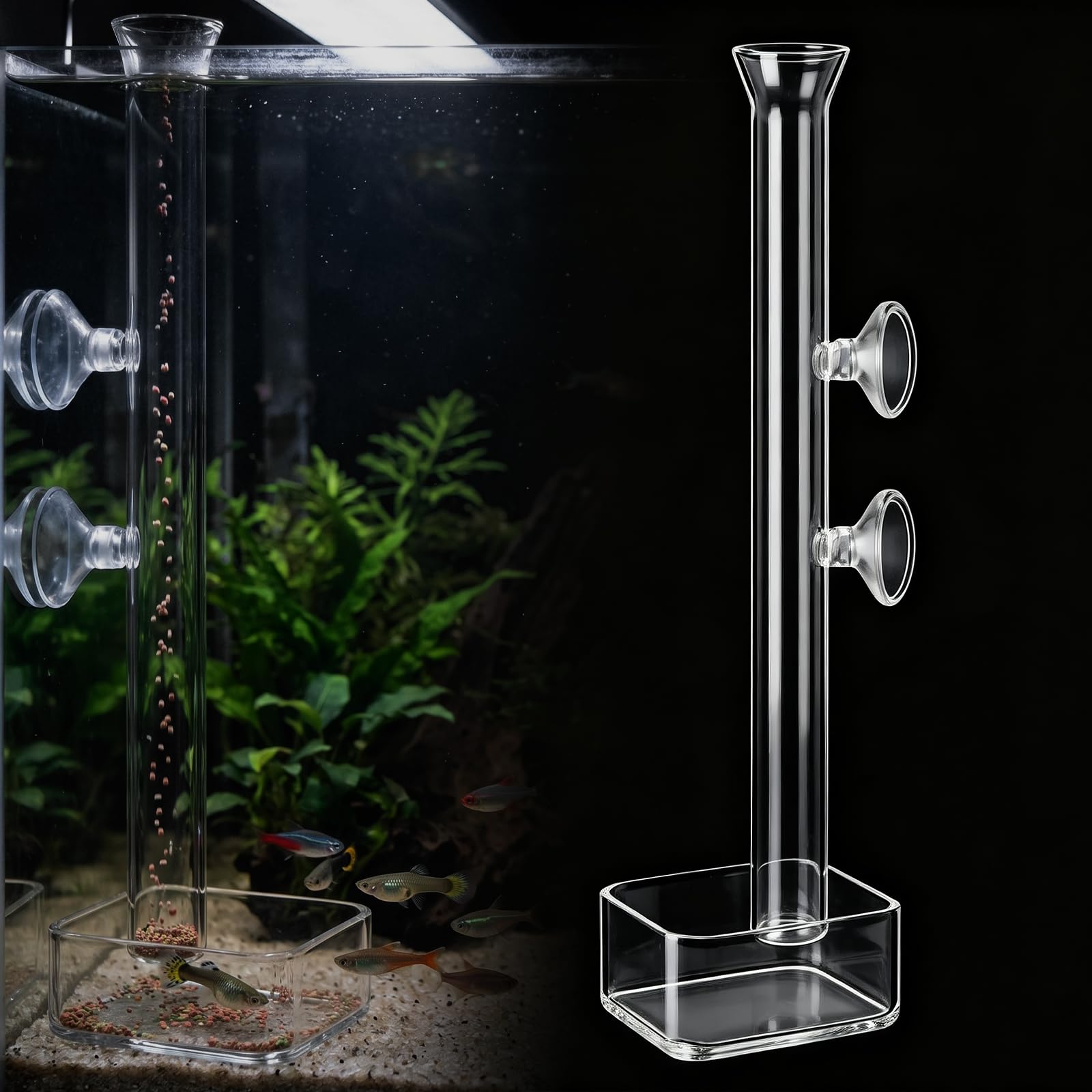 Aquarium Futterrohr-Set aus Glas 30cm Garnelen Futterschale Futterschale Aquarium Shrimp Feeder Tube mit Futterschale für Garnelenfutter