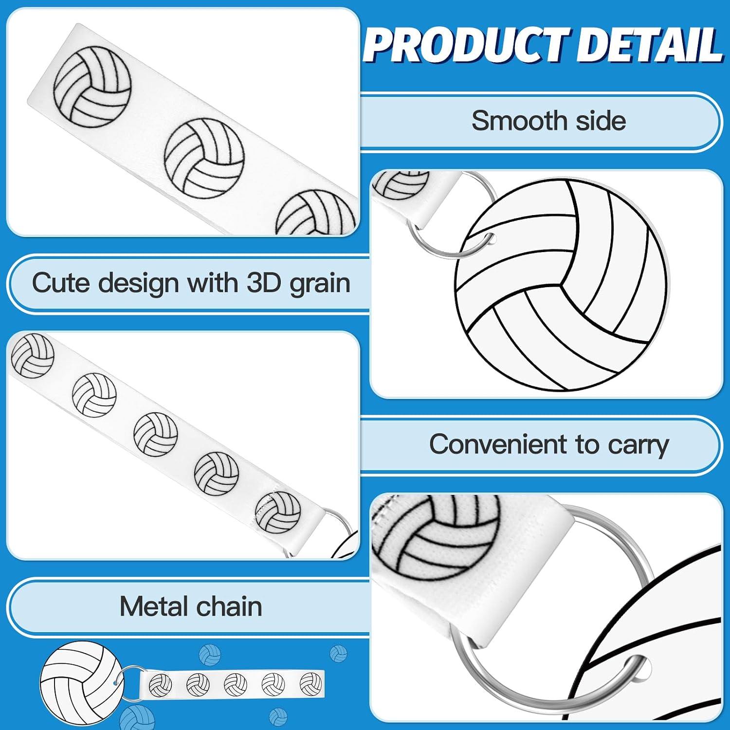 12Pcs Volleyball Ribbon Keychain, 5.5 in Volleyball Wristlet Lanyard With 2.75 in PVC DIY Name ID Card For Boys Girls Volleyball Sports Enthusiast Game Day Team Gift