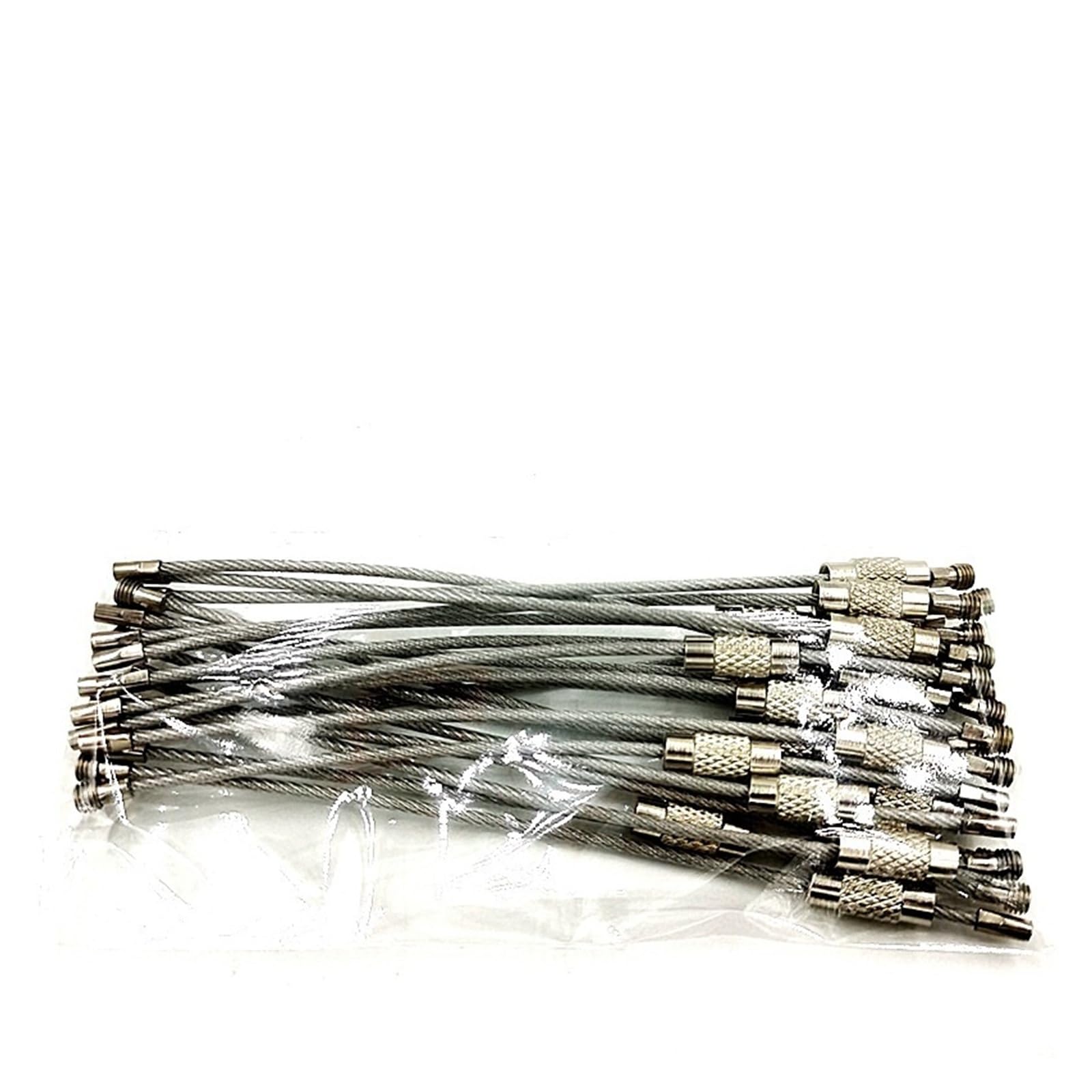 Llavero de acero inoxidable de 2 mm con cierre de tornillo, 15 cm, resistente para campamento, senderismo, herramientas de llave EDC (20 cnm, 50 unidades)