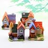 Resin Miniature House 4PCS Miniature House Fairy Gardening Micro Landscape Village Stone House Bonsai Terrarium Crafts Ornaments Accessories Home Decoration B