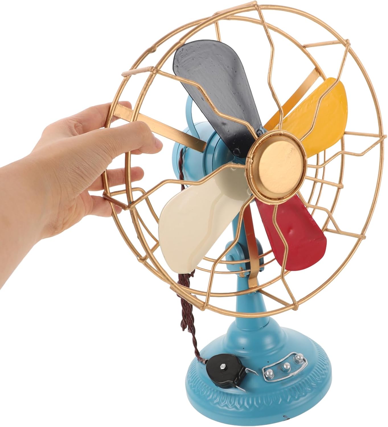 VOSAREA Vintage Table Fan Model Retro Fan Sculpture for Home Decor Desktop Ornament for Shops and Living Rooms