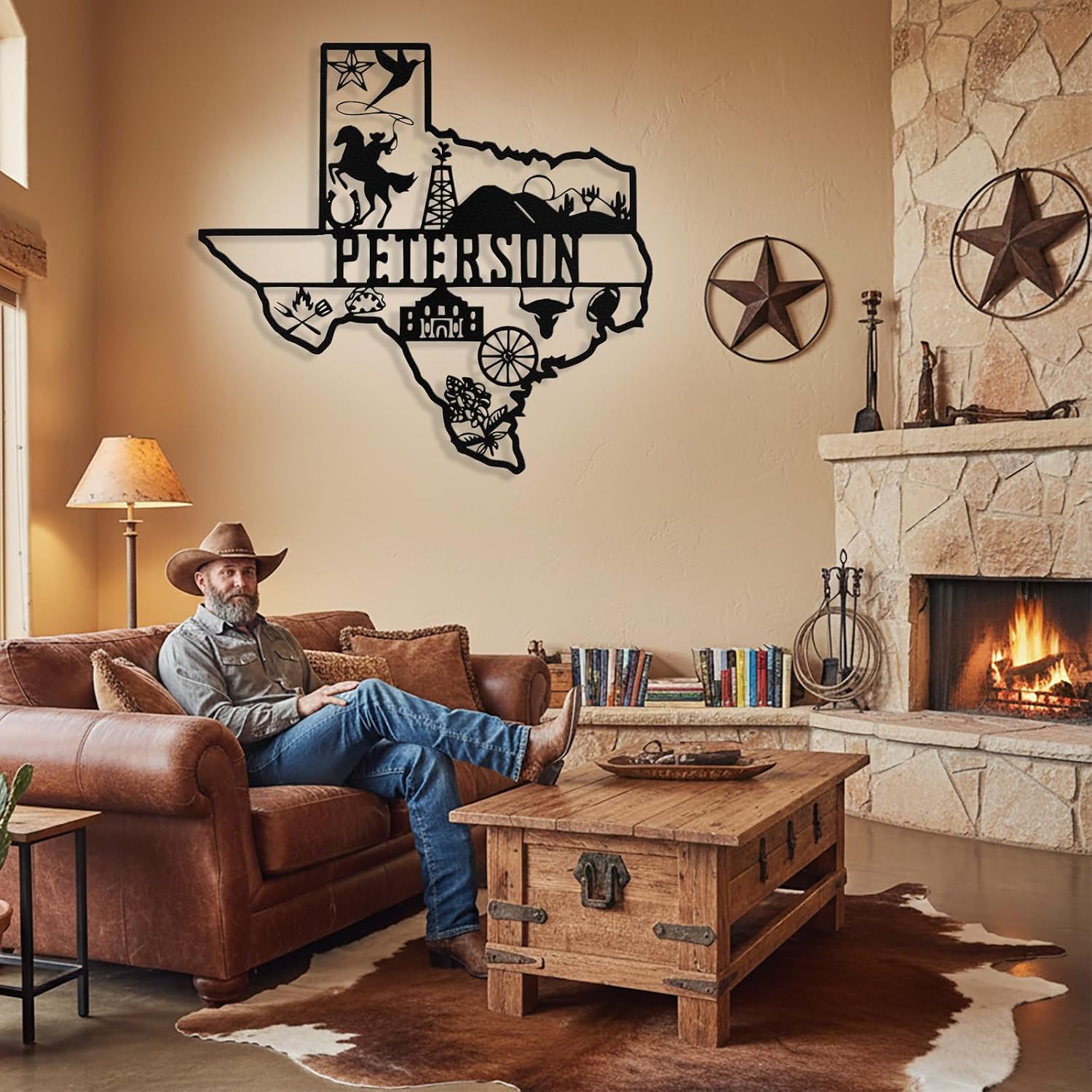 Custom Texas Map Metal Sign, Personalized Texas Sign Wall Decor Art image 2