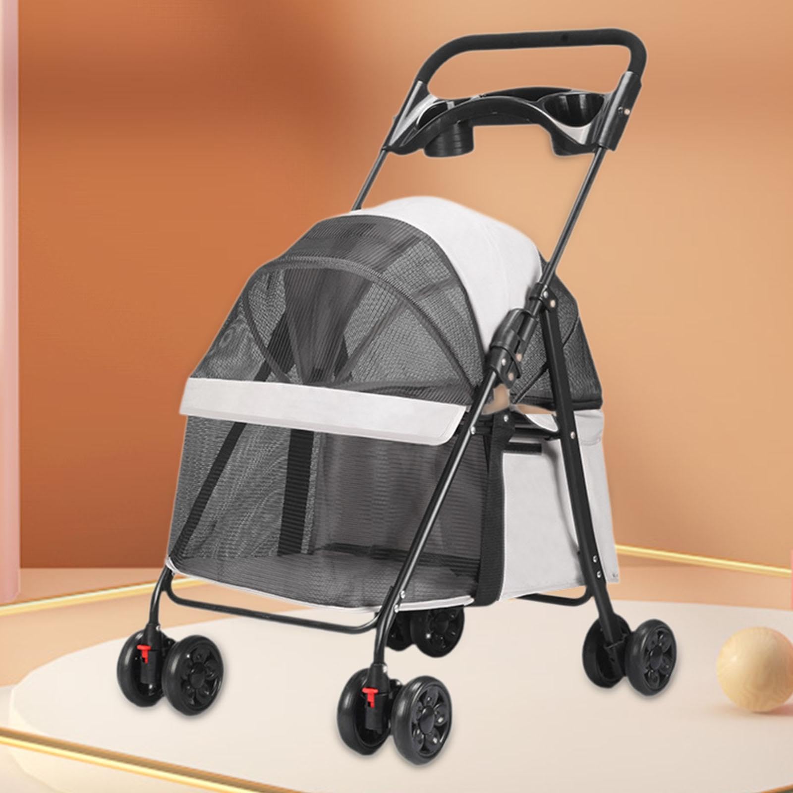 ATORSE Pet Travel Stroller Pet Pushchair Dog Outdoor Carrier for Cat Puppy Outgoing Light Gray-image-23