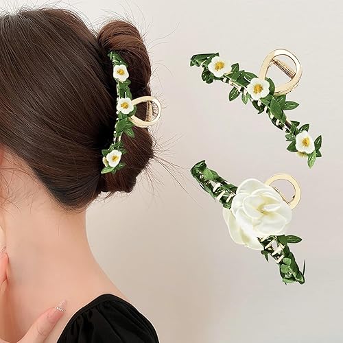 Miniatura 6 de 2 pinzas de metal para el pelo de múltiples formas, pinzas de pelo de flores de camelia para cabello fino y grueso medio, elegantes pasadores de