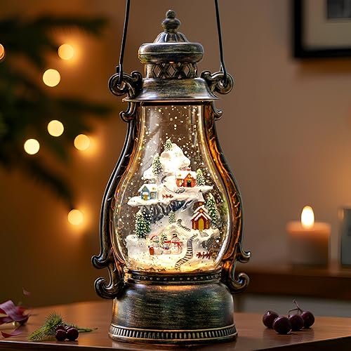 Miniatura 31 de Linterna de globo de nieve de Navidad, linterna brillante de agua iluminada con cable USB y funciona a baterías, para regalos y decoración de Belén