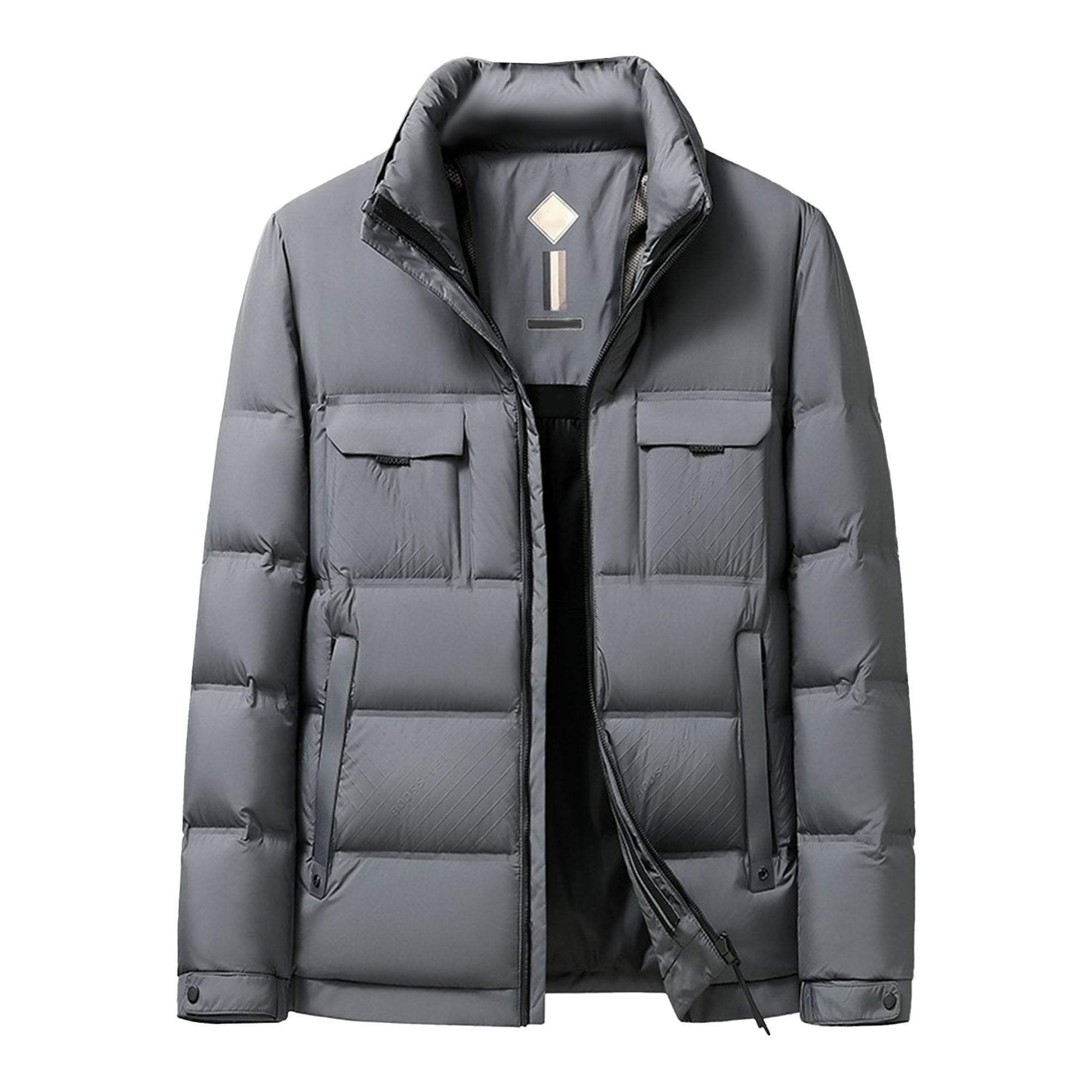 Doudoune courte à col montant pour homme - Décontractée - Chaude - Épaisse - Hiver - Fermeture éclair - Manteau d'affaires en duvet