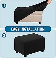 Vista 5 de H.VERSAILTEX Funda Deslizable para Otomana Rectangular Ajuste de Longitud 29"-34" Reposapiés Fundas Deslizables para Sofá Funda para Taburete