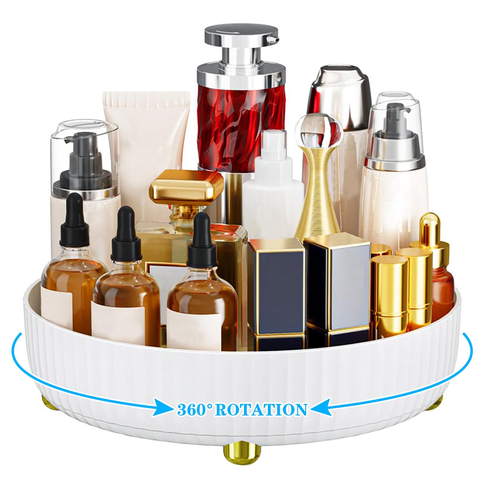Bekeify Organisateur Maquillage Rotatif 360° - Boîte Rangement Cosmétique Et Skincare Blanc