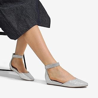 DREAM PAIRS Women's Comfortable Ballet Flat with low wedge ankle strap and zipper, Ladies' classic pointed toe Shoes for wedding and walking