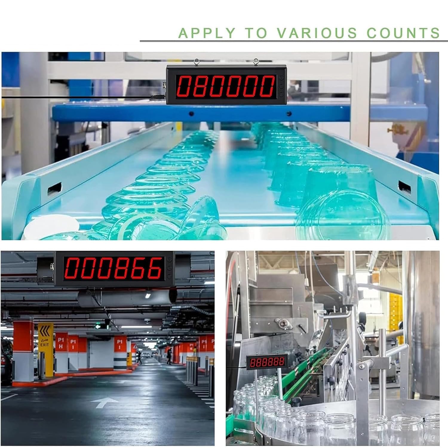 Contatore Digitale a LED con Display a 6 cifre, sensore Fino a 999999, Distanza di rilevamento Regolabile per la Produzione su Nastro trasportatore e Il conteggio dei visitatori,