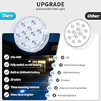 Vista 6 de Luces recargables sumergibles para piscina con mando a distancia, impermeables, carga subacuática, operadas por batería, controladas, 25 luces LED