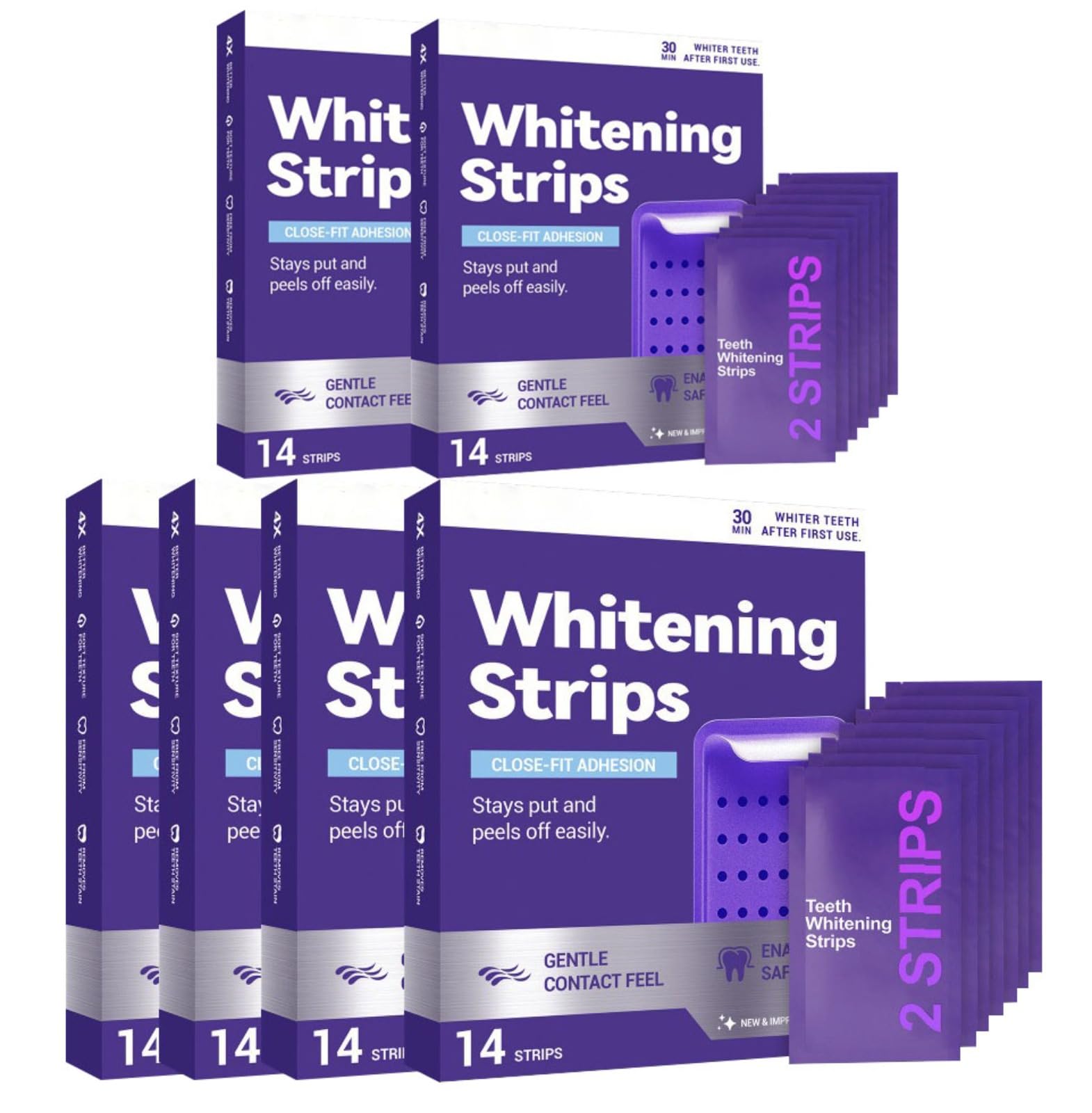 14 Piezas Tiras de Blanqueamiento Dental Violeta, Tiras Limpiadoras para Blanqueamiento, Fáciles de Usar, Eliminan las Manchas de Café y Té, Aliento Fresco, Cuidado Diario