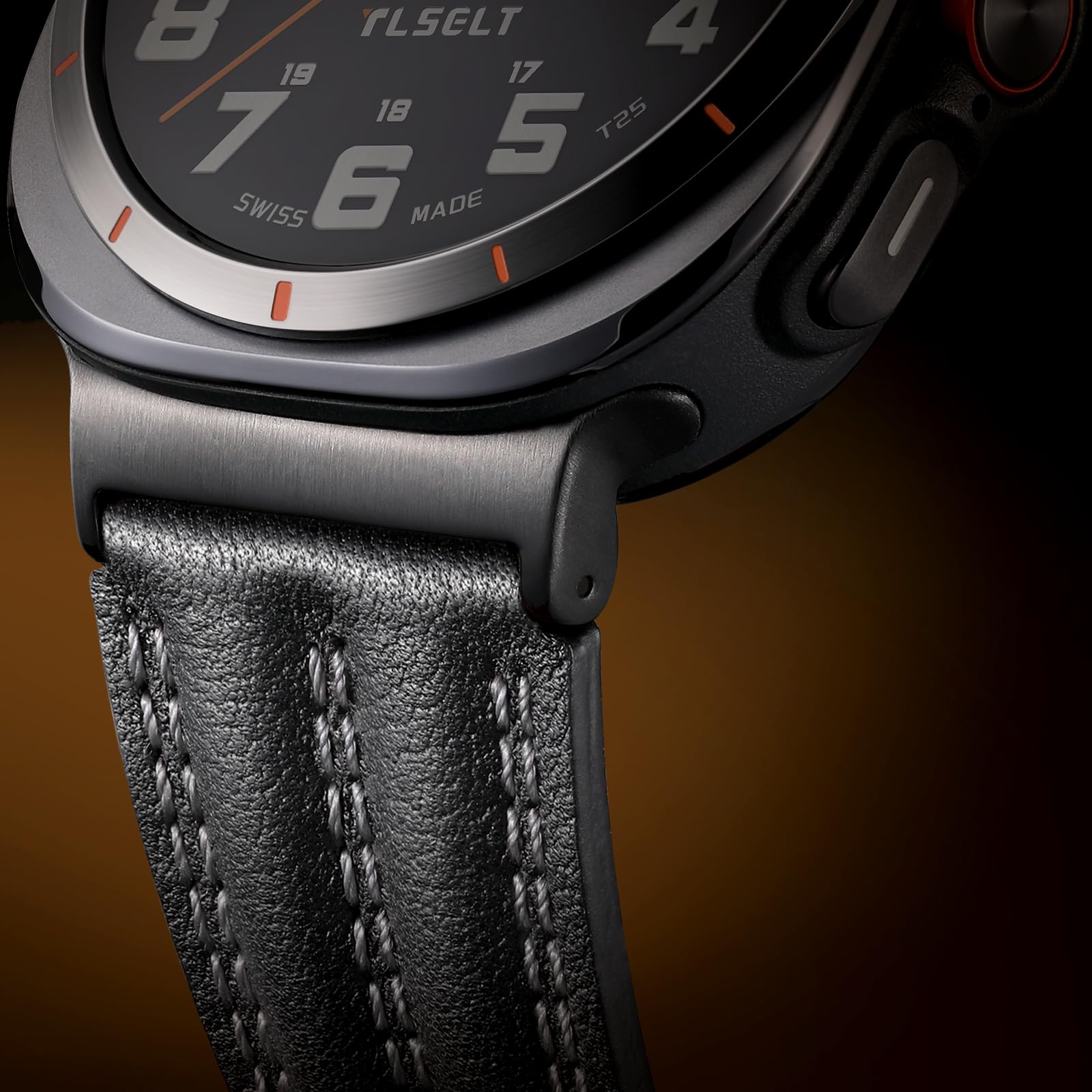 Skórzany pasek kompatybilny z Samsung Galaxy Watch Ultra 47 mm (2025/2024), prawdziwa skóra, wytrzymały, trwały, klasyczny, ręcznie robiony, na zewnątrz, biznes, podróż, prezent