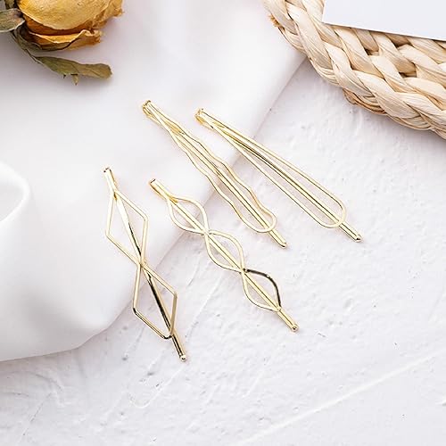 Miniatura 4 de BOYIVI 16 horquillas geométricas de metal para el cabello, elegantes pasadores de metal dorado para novia, pasadores de metal dorado delicado para