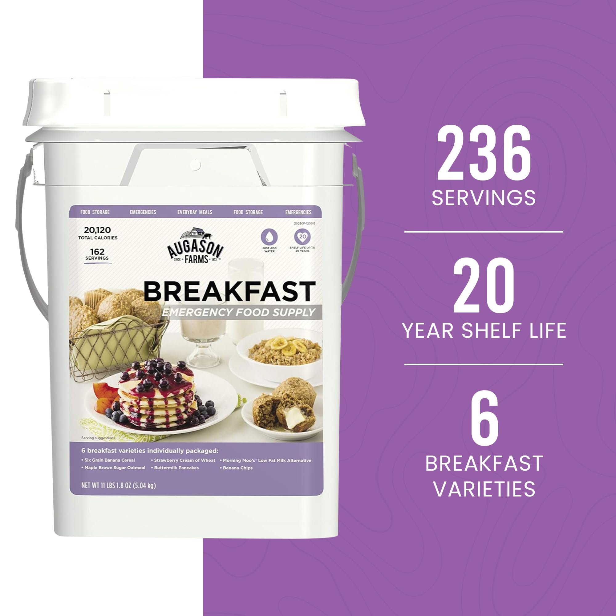 Augason Farms Breakfast Emergency Food Supply 4 Gallon Pail