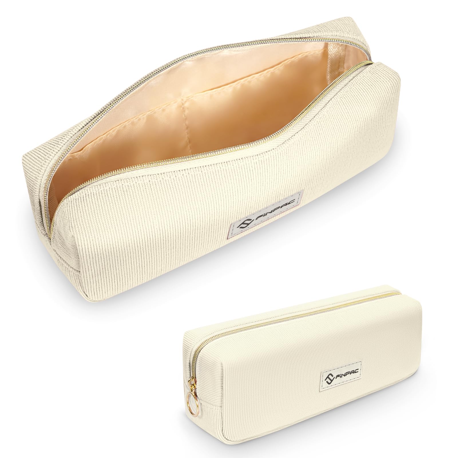 FINPAC Corduroy Pencil Case, Large Capacity School Pencil Case