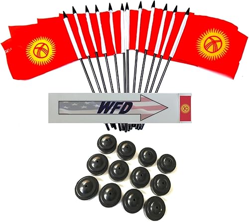 Miniatura 87 de Una docena de banderas y bases de escritorio Nauru, 12 banderas de poliéster en miniatura para oficina y pequeñas con 12 soportes negros Banderas