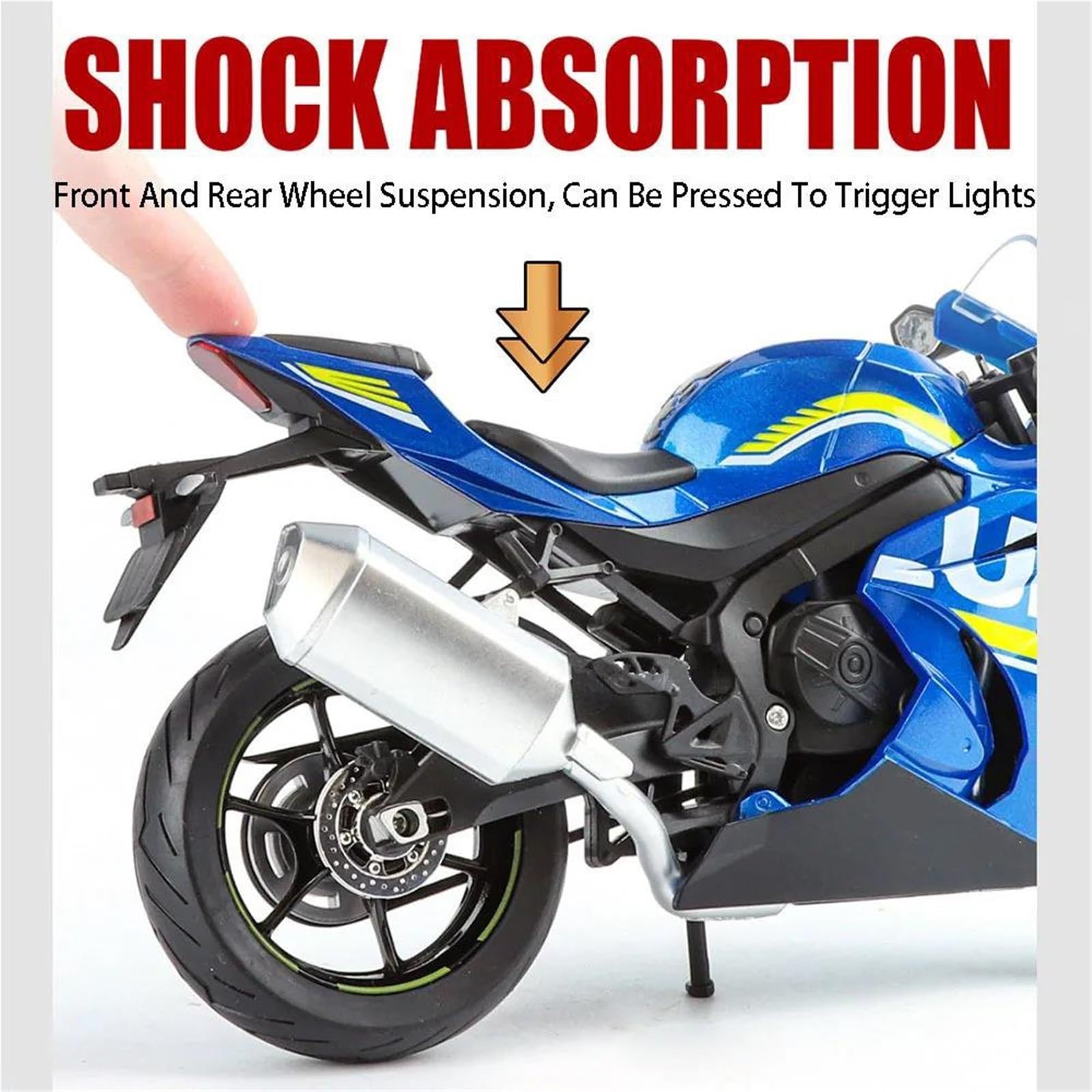 Modello di moto Modellino Di Motocicletta 1/9 Pressofuso, Giocattolo Portatile Da Corsa Per Dita, Simulazione Di Motocicletta Da Collezione Per SUZUKI GSX-1000R GSX1000R GSX 1000R(Blue)