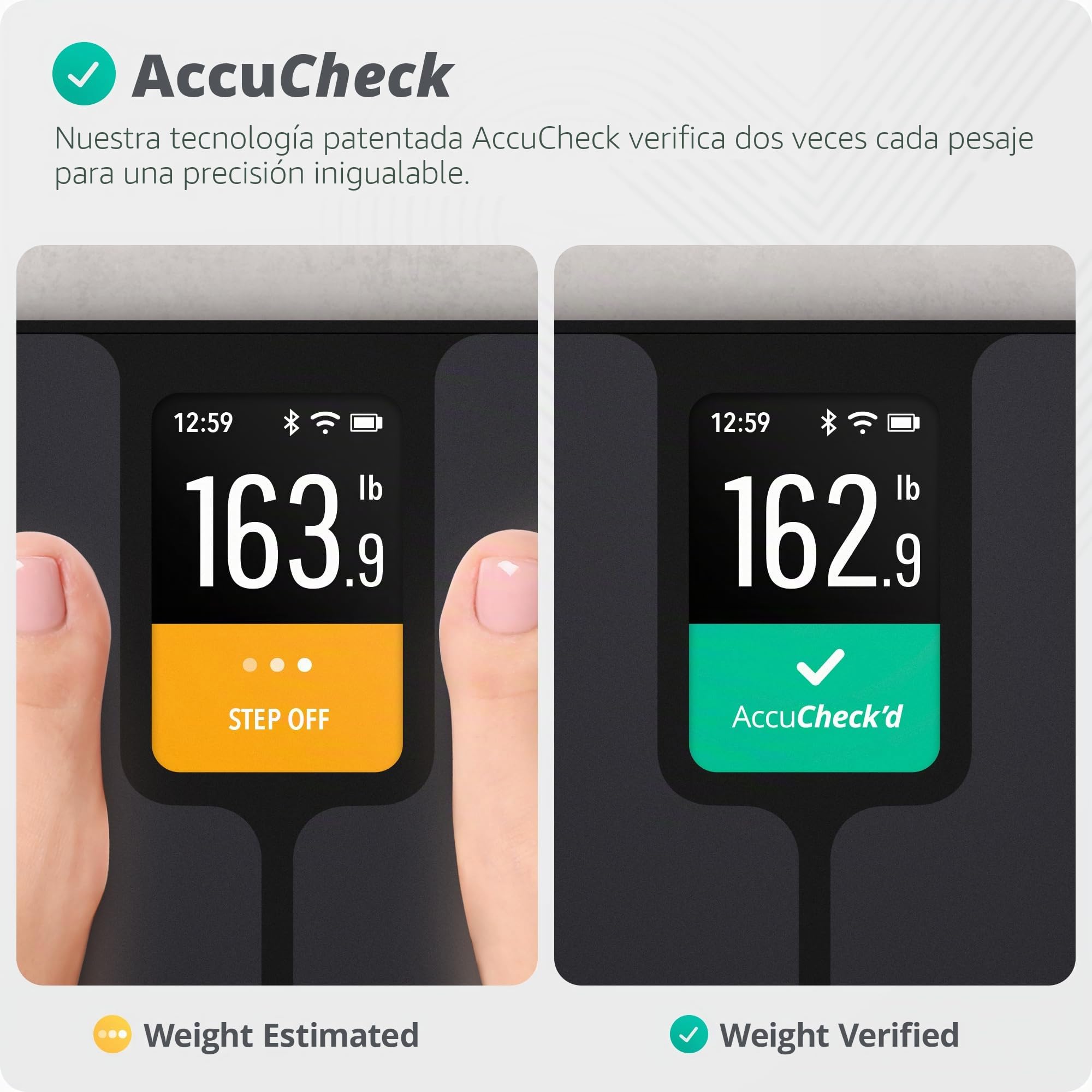 Greater Goods Báscula inteligente: rastrea tu viaje de pérdida de peso con precisión verificada y monitoreo inteligente basado en objetivos | Sincronización Wi-Fi y Bluetooth