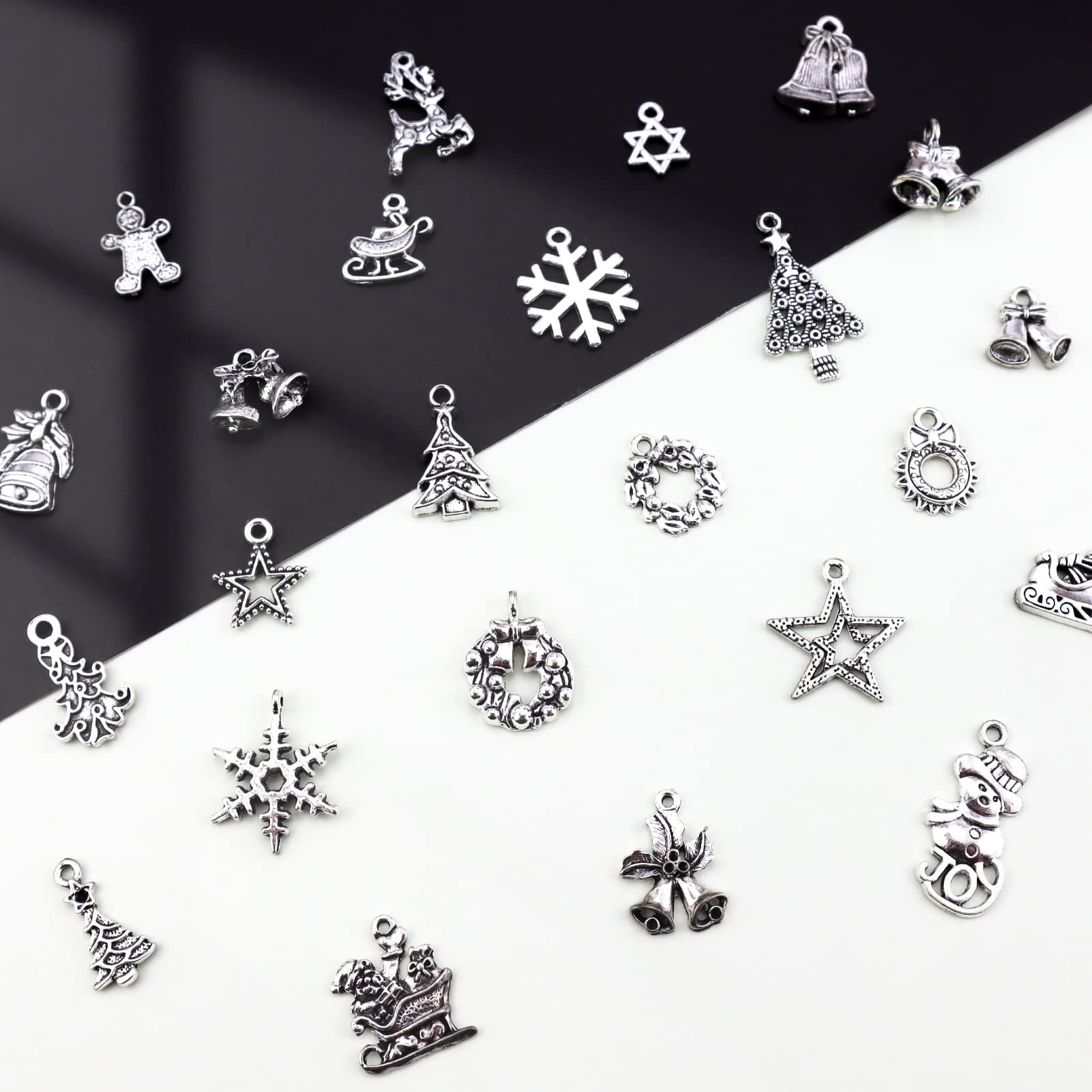 Encantos de Navidad, al por mayor a granel lotes de Navidad encanto mezclado tibetano plata metal colgantes DIY para la fabricación de joyas artesanías adornos 7