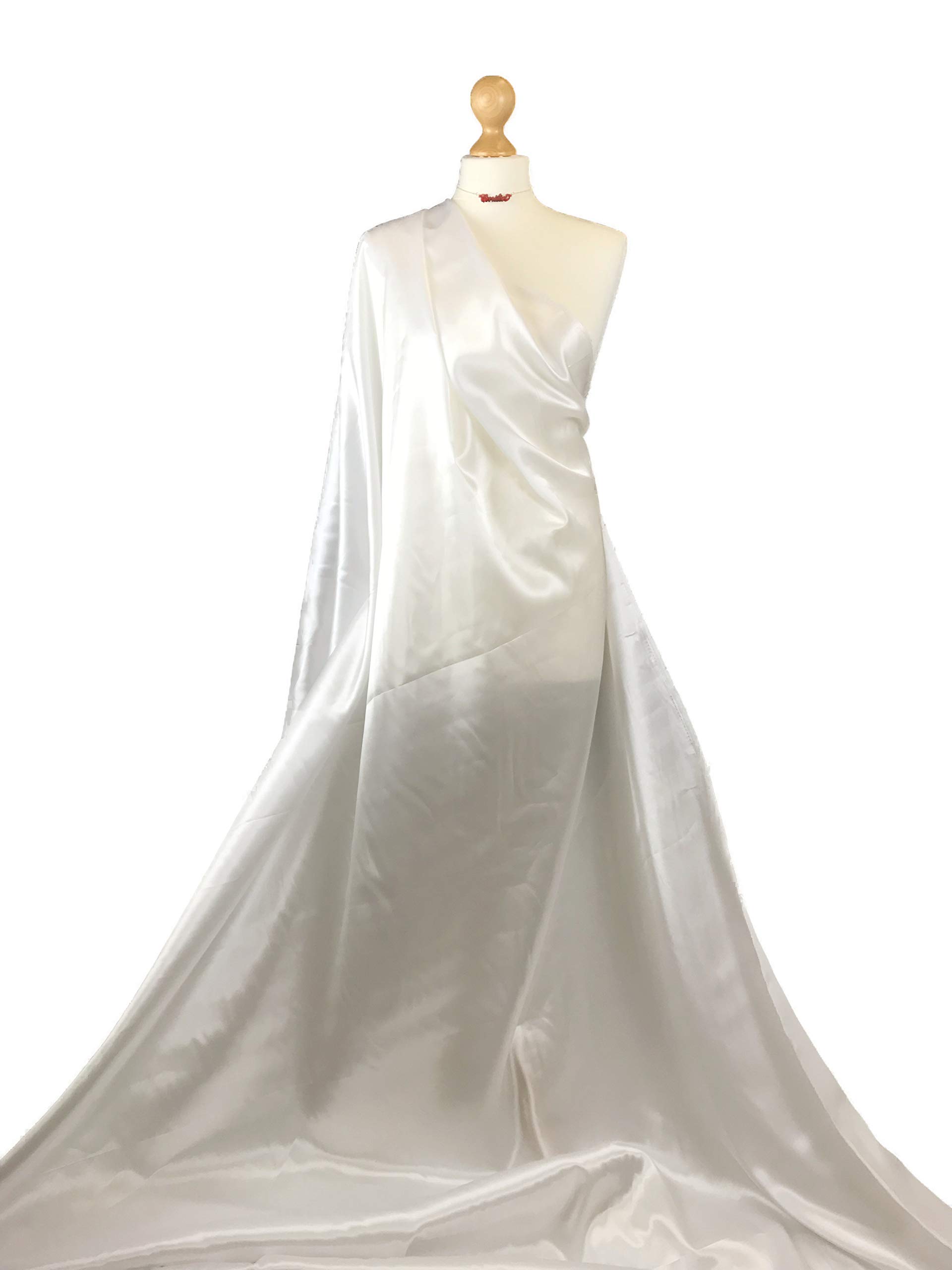 Premium Quality | Polyester Satin Fabric | Shiny Bridal Fabric | Dressmaking and Craft Material | FABRIQUES (Ivory, 1 Meter)