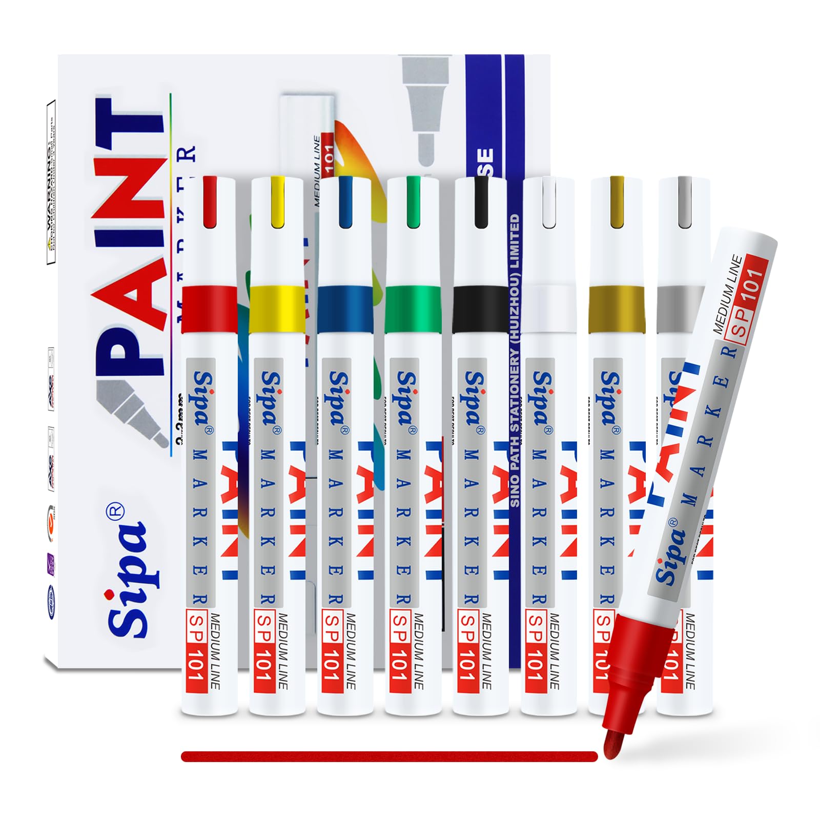 Sipa Paint Markers Pens, 8 Pack Oil Based Medium Tip Permanent Paint Pens, Quick Drying & Waterproof Paint Markers for Rocks Wood Metal Plastic Canvas Glass Shoes, Gifts for artists, kid