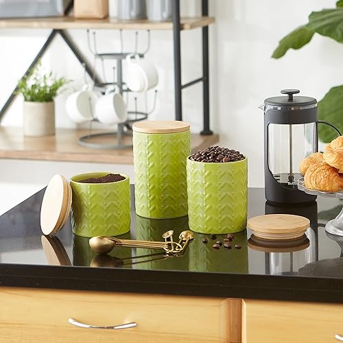 Miniatura 4 de DII Kitchen Accessories Collection, juego de recipientes de cerámica mate texturizada, aguacate, vid, 3 piezas