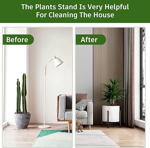 Miniatura 5 de Soporte ajustable para plantas individuales para interiores alto extensible de mediados de siglo soporte para plantas bohemio de metal negro para