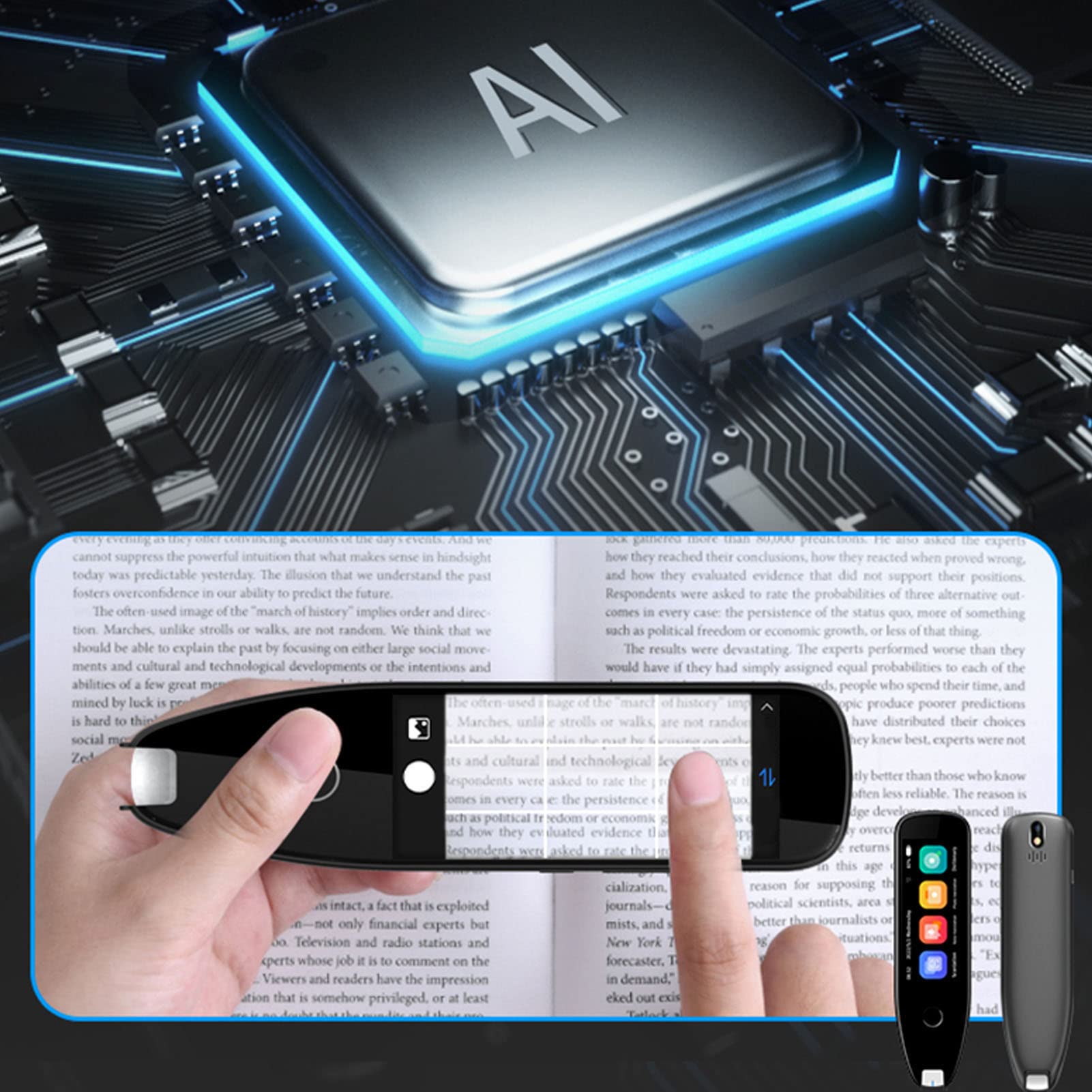 AMONIDA Penna Traduttore Linguistica Intelligente, Dizionario Elettronico a Scansione e Riconoscimento Rapido per Studenti, Alta Definizione, Design Portatile (BLACK)