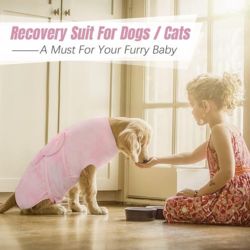 Miniatura 8 de Kuoser Traje de recuperación para perros después de la cirugía, camiseta de recuperación de mascotas con teñido anudado para perros y gatos para