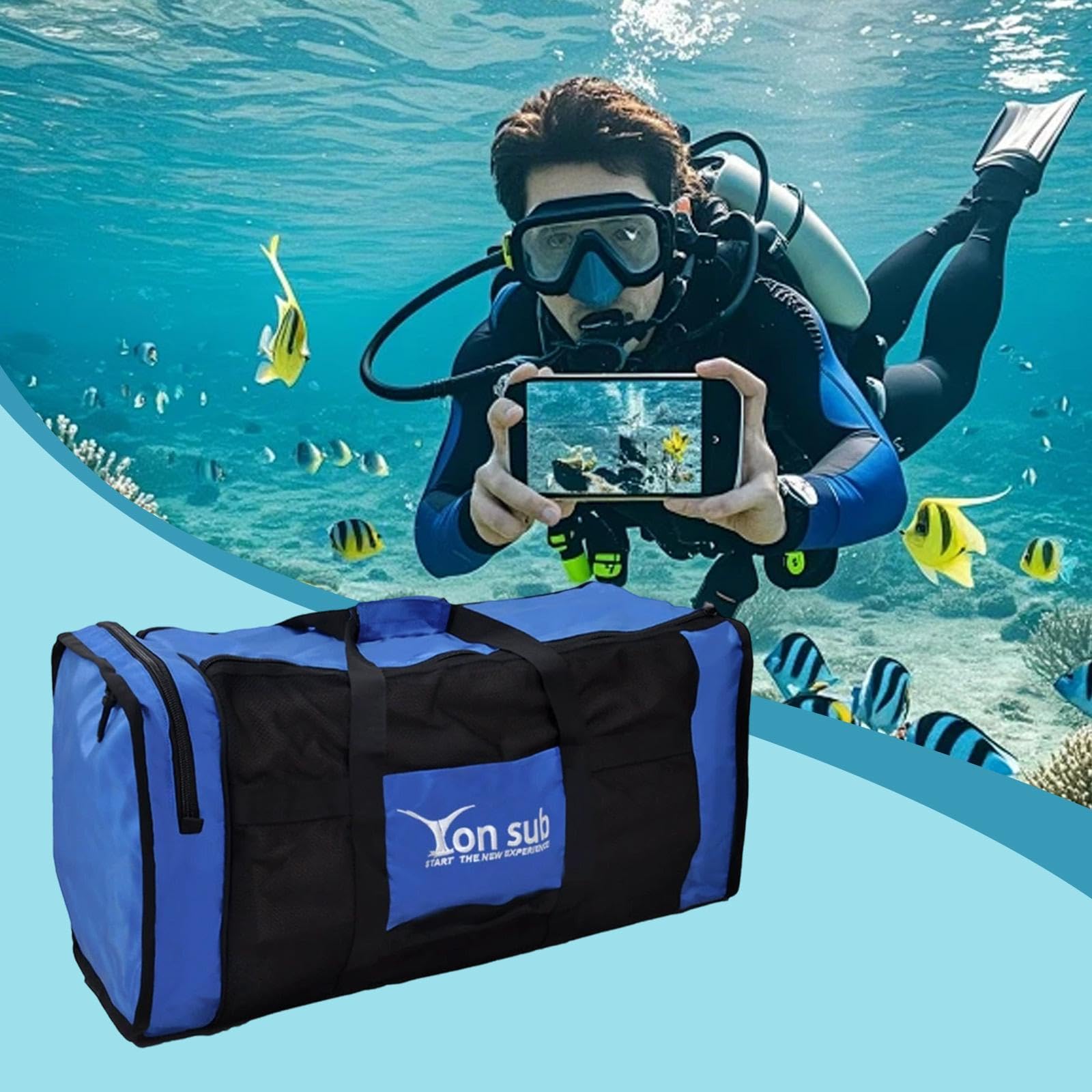 Scuba Diving Duffle Tauchrucksack Aus Nylon Polyester mit Mehreren Staufächern Und Tragegriffen für Schwimmzubehör für Strand Baden Segeln
