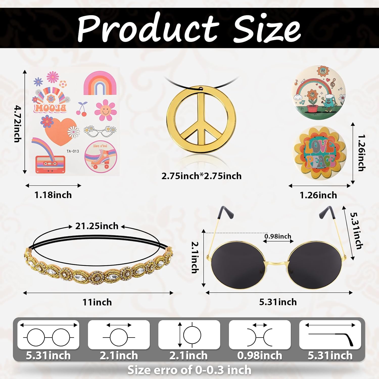 60s 70s Outfits for Women Hippie Costume Clothes Set 70s Costume Tops Women Fringe Hippie Vest for Halloween - Image 4