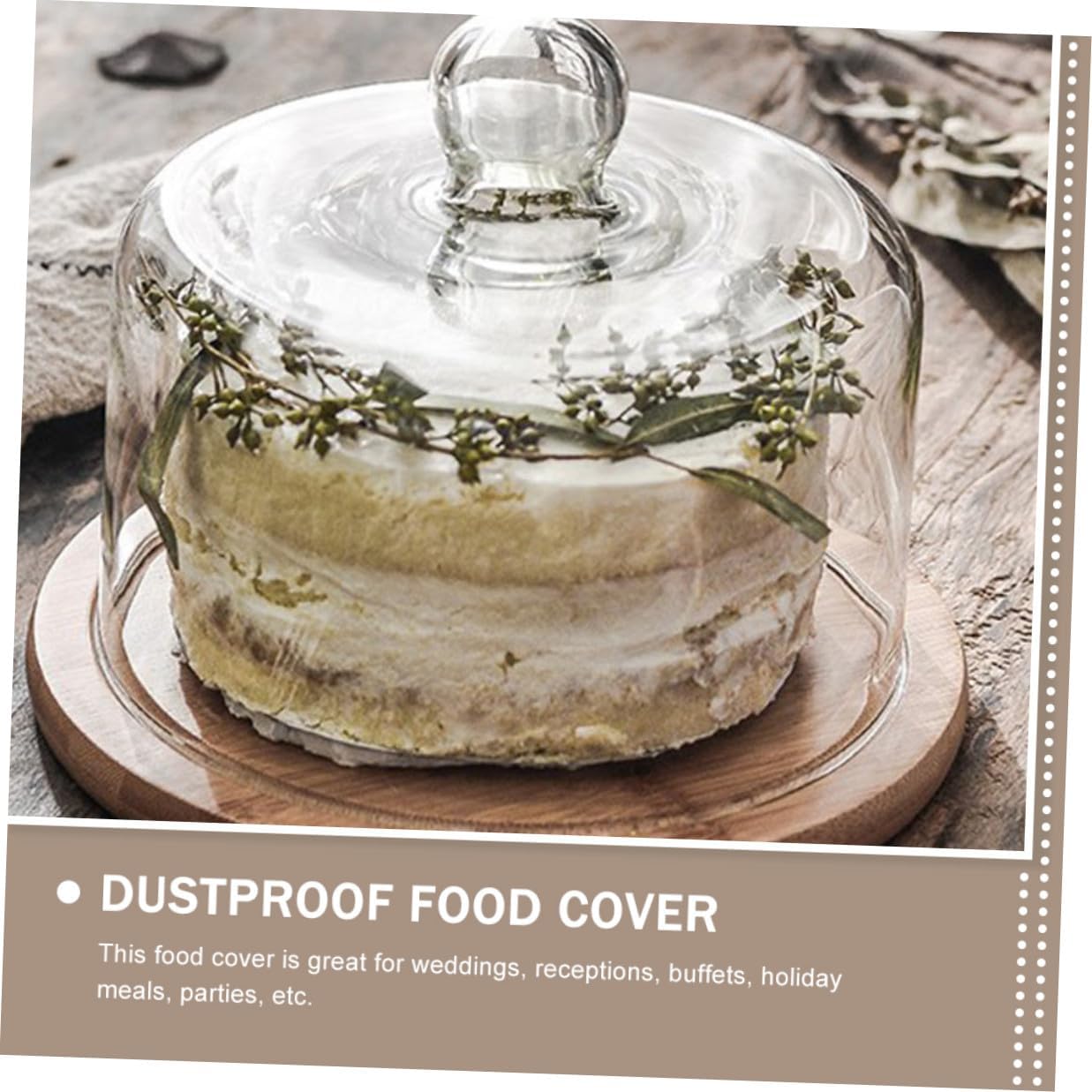 Cake Dome Cover with Tray Large Glass Food Protective Cover Dustproof Household Dessert Preservation Snack Display for Parties and Home Use
