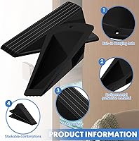 Vista 3 de Frienda 4 topes de puerta gigantes, resistentes de hasta 2 pulgadas de alto, cuña TPR, de cuña grande, apilables, de goma, para hotel, alfombras