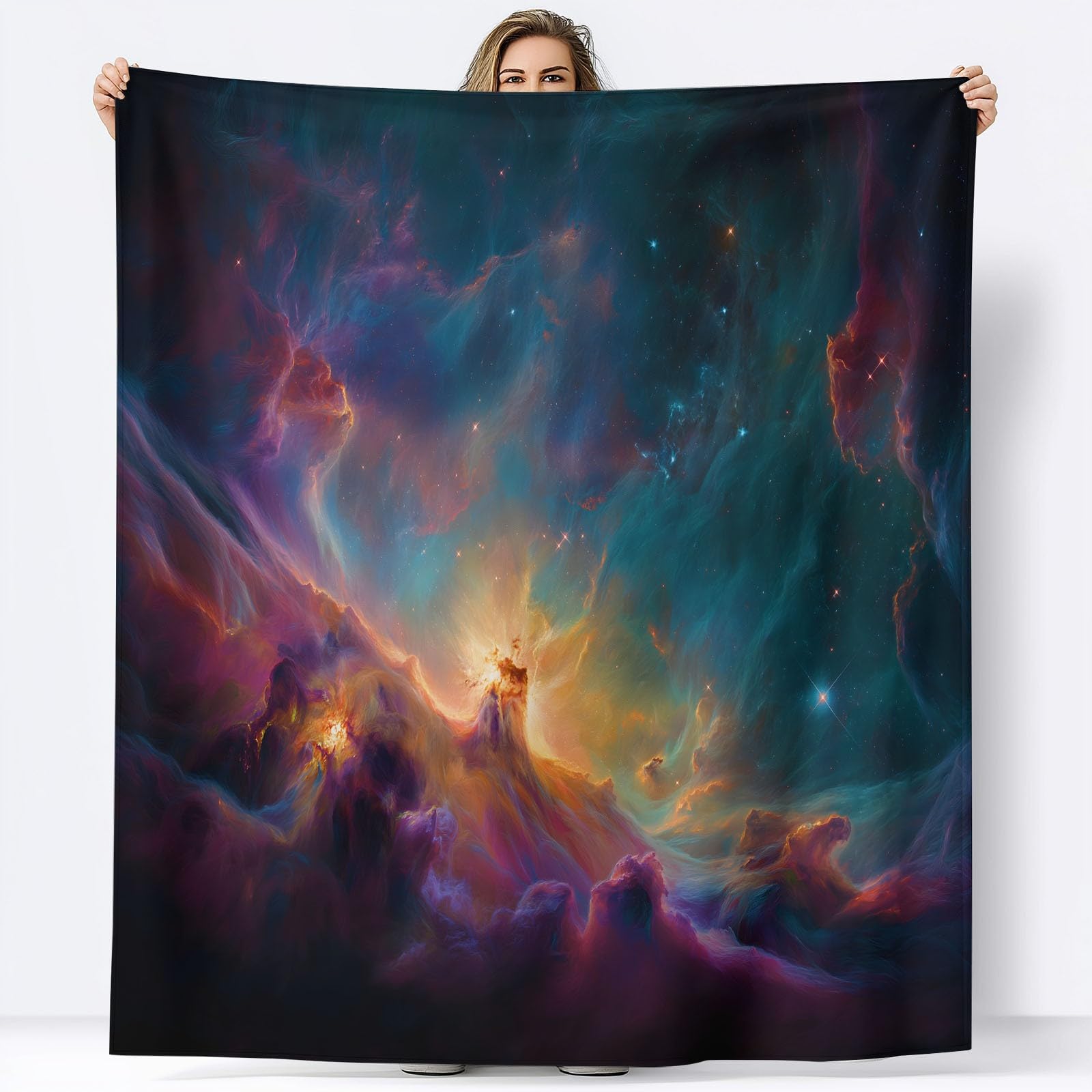 Genérico Tło Wszechświata Koc Flanelowy 180 x 200 cm Koce Sherpa, wielokolorowe Super Puszyste Wełniane Koce Dorosłych I Dzieci Koc Miękki I Ciepły Łóżko