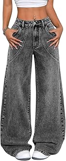 Cargo Jeans for Women – Wide Leg High Waist Baggy Denim Pants | Casual Fit Trousers with Utility Pocket Design