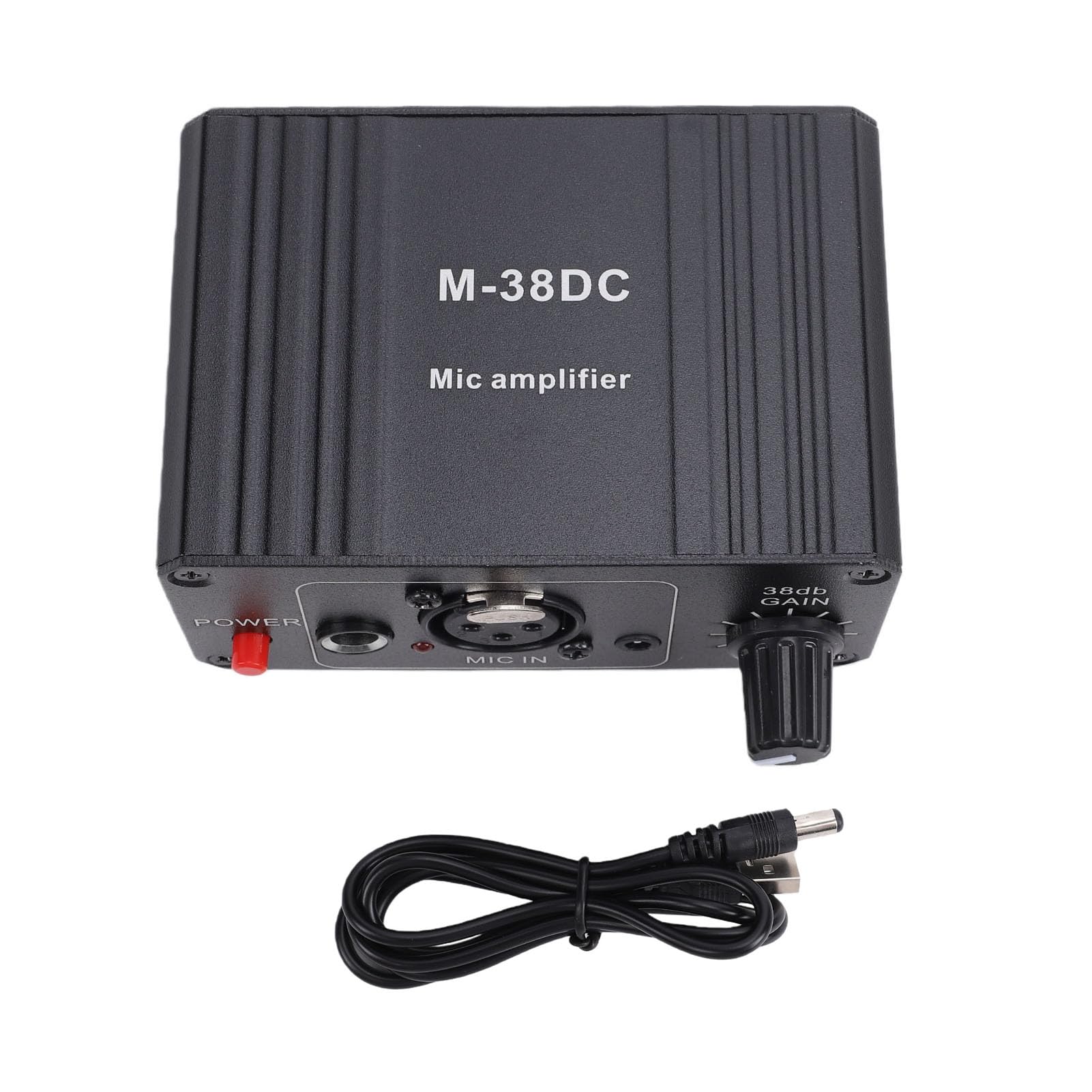 Preamplificador de Micrófono, Amplificador de Micrófono de Ganancia Ajustable de 38 DB con Potencia de 48 V, Salidas XLR de 3,5 Mm y 6,35 Mm, bajo Ruido, Ideal para Micrófonos de Condensador