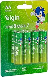 Pilha Alcalina AA com 8 unidades Elgin Comum