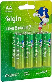Pilha Alcalina AA com 8 unidades Elgin Comum