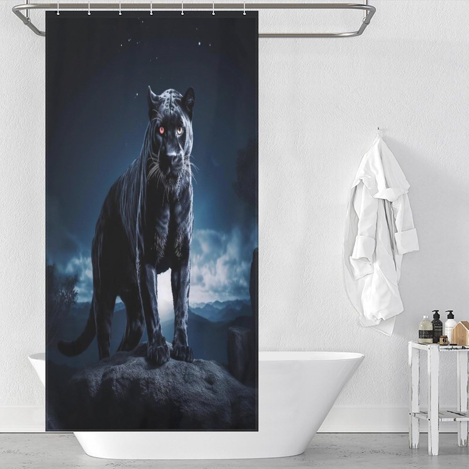 Rideau de douche léopard imperméable pour salle de bain 92x183cm