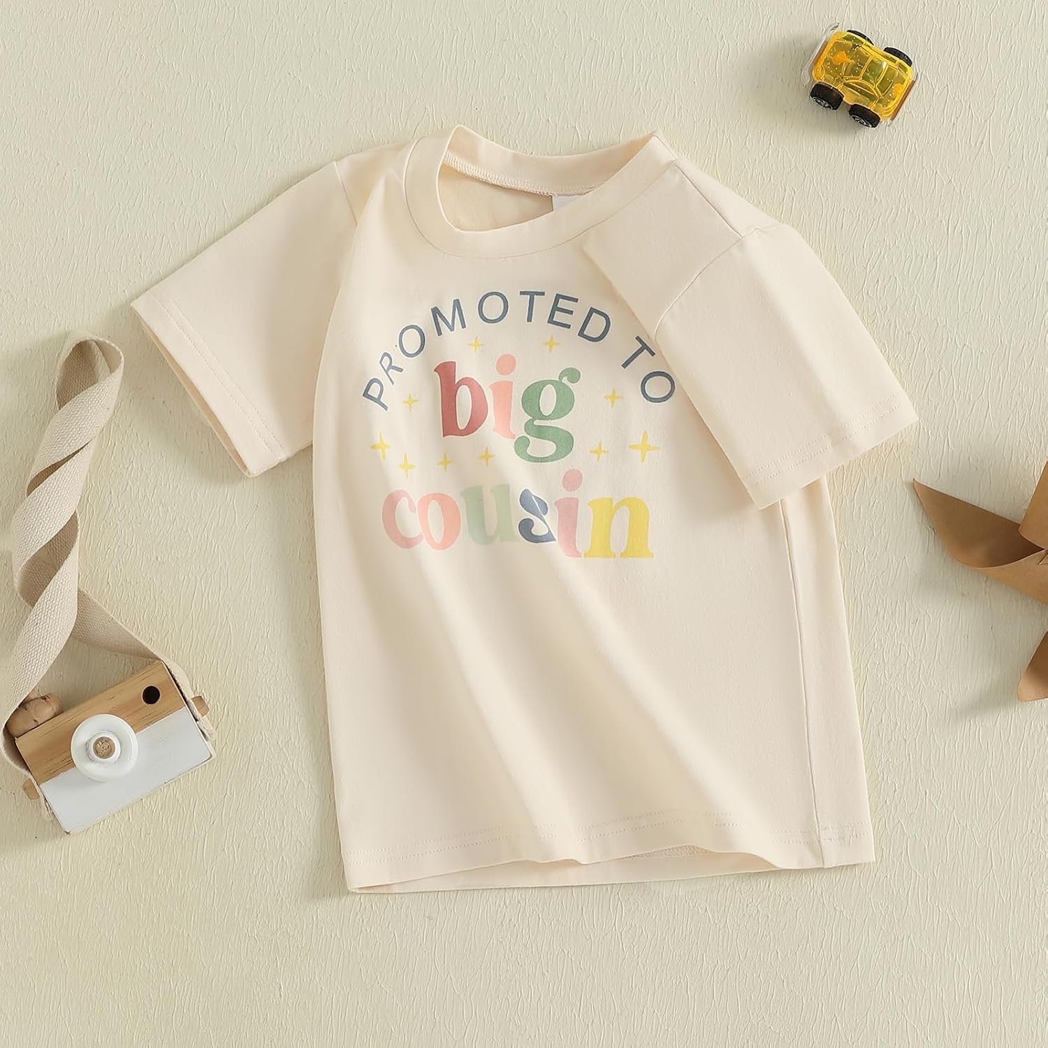 Big Cousin Shirt Toddler Boys Girls Funny Letter Print Summer Short Sleeve Top Auntie Pregnancy Reveal T-Shirt - Image 3