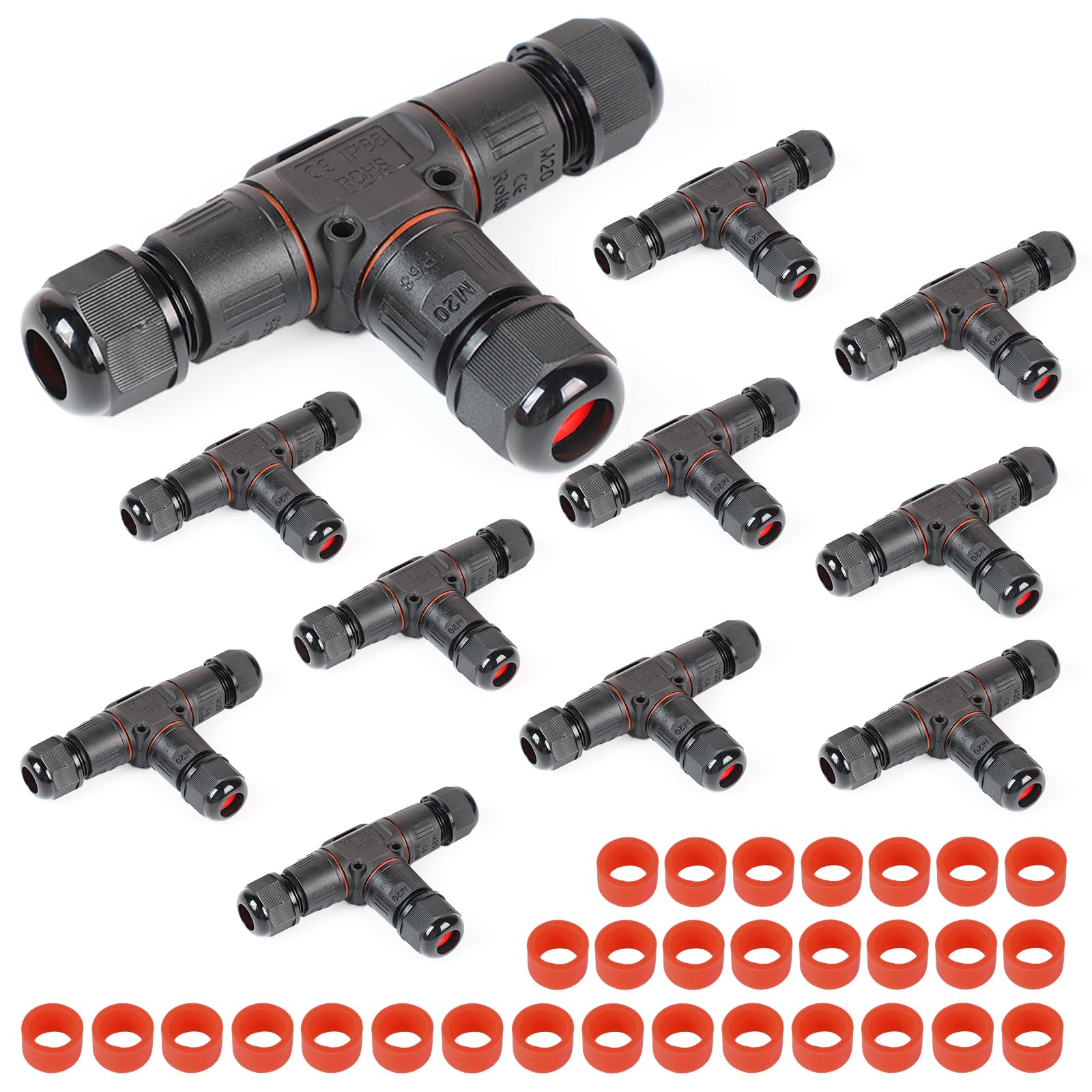 SWAWIS Connettore per Cavi Impermeabile 3 Poli IP68 Connettori Elettrici Rapidi Scatola Derivazione Esterna Connettori Elettrici Impermeabili Per Diametro Cavo 3-12 mm (10 Pezzi)