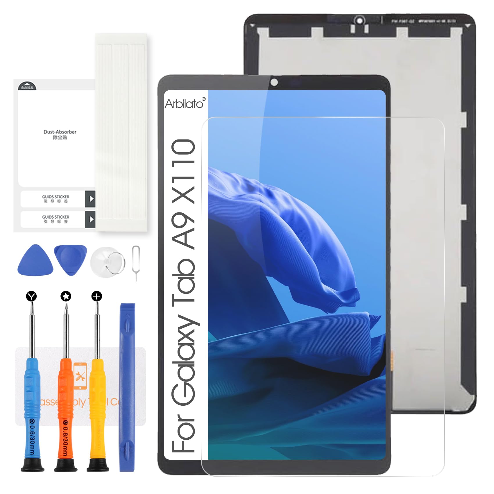 Schermo LCD per Samsung Galaxy Tab A9 X110 Schermo SM-X110 Display Touch Screen Assembly con Riparazione Kit (8,7", Nero senza Telaio, Non per SM-X115)