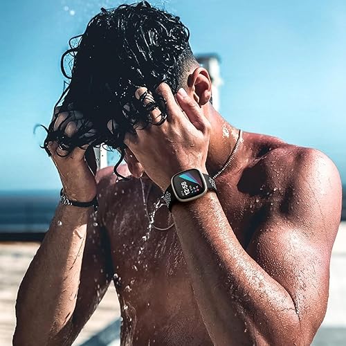 Miniatura 2 de Getino Compatible con Fitbit Sense 2Sense BandsVersa 4Versa 3 bandas para mujeres y hombres, accesorios únicos de silicona impermeable, correa