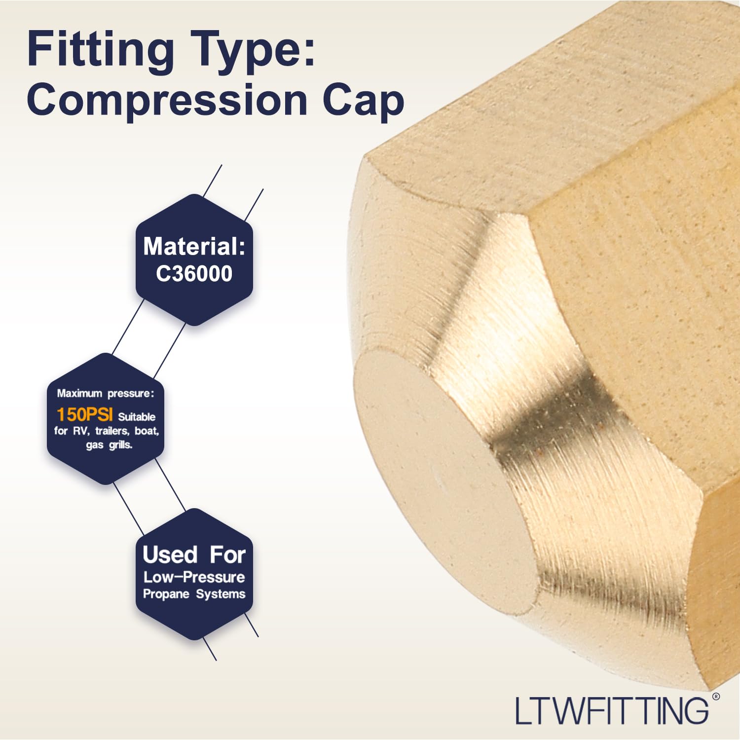 LTWFITTING Lot de 700 bouchons de valve d'arrêt de compression en laiton 6,35 mm