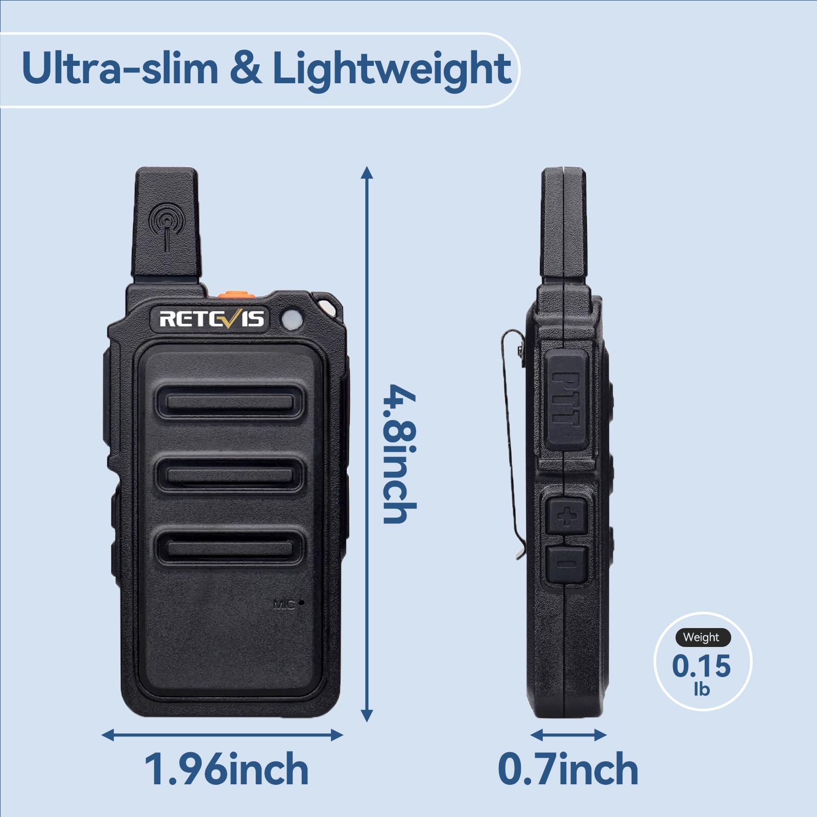Amazon.com: Retevis RT19 對講機附耳機迷你雙向收音機可充電0.7 英吋(約0.7 公分)  厚金屬夾適用於成人商業餐廳醫療保健(黑色,12 盒) : 電子
