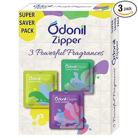 Odonil Bathroom Air Freshener Zipper Mix -30gm Citrus, Jasmine, Lavender(10gm*3)